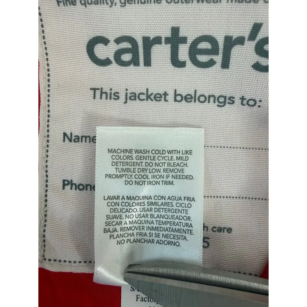 Carter’s Firefighter Rain Jacket Boys Sz 10/12 Red Black School Outdoors